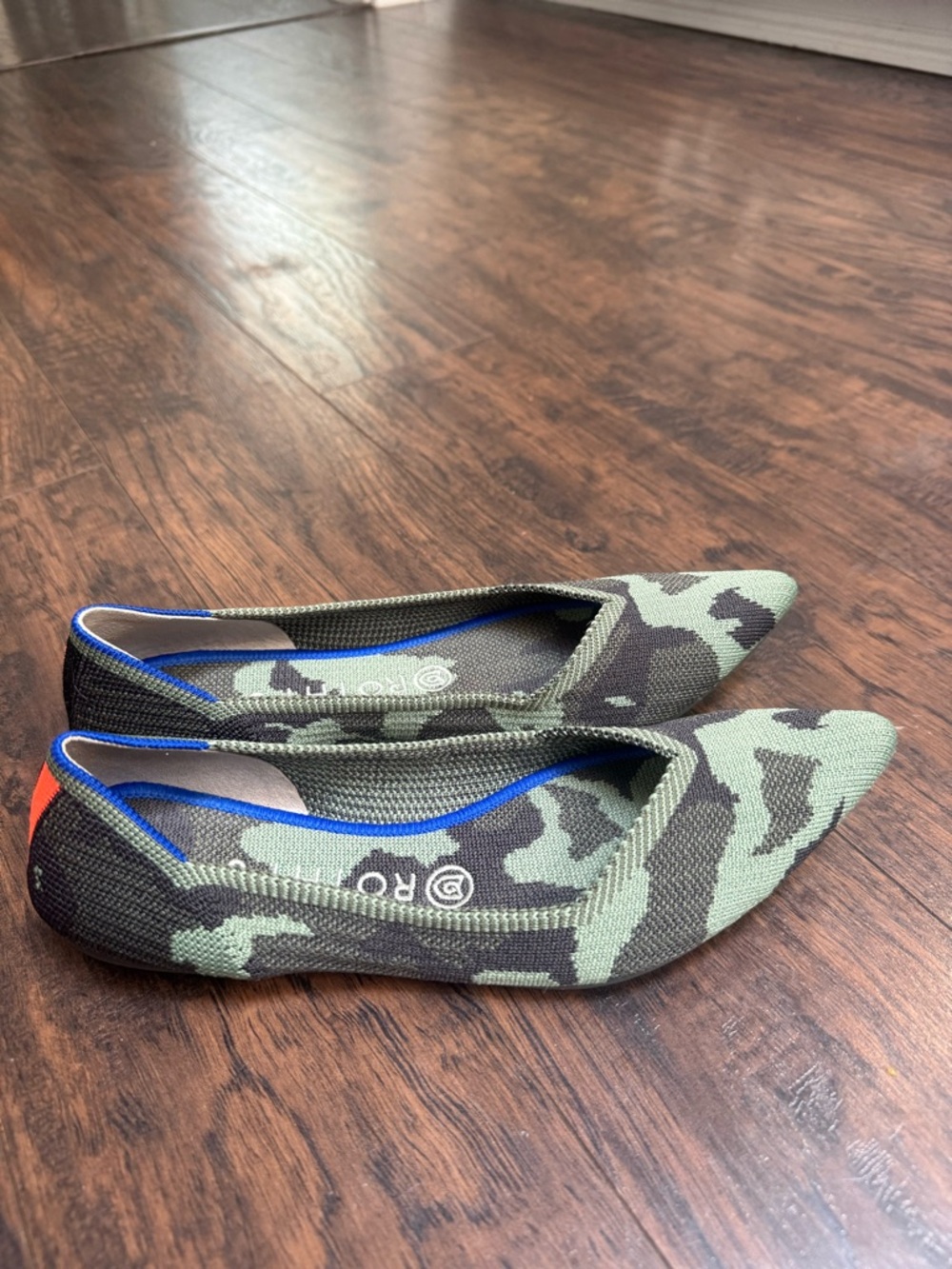 Rothy's The Point flats in olive camo